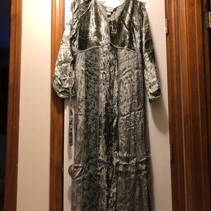 Pretty olive green crushed velvet dress